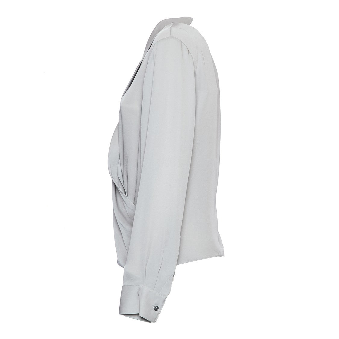 Theory Platinum Blouse With V-Neck And Lapel Wrap