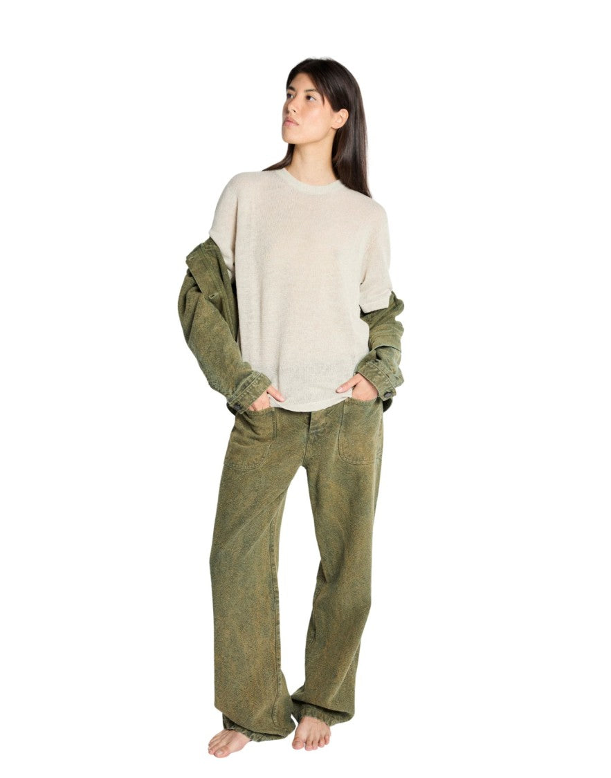 Origin Of Line Cream Hemp Knit Garment Dyed T-Shirt