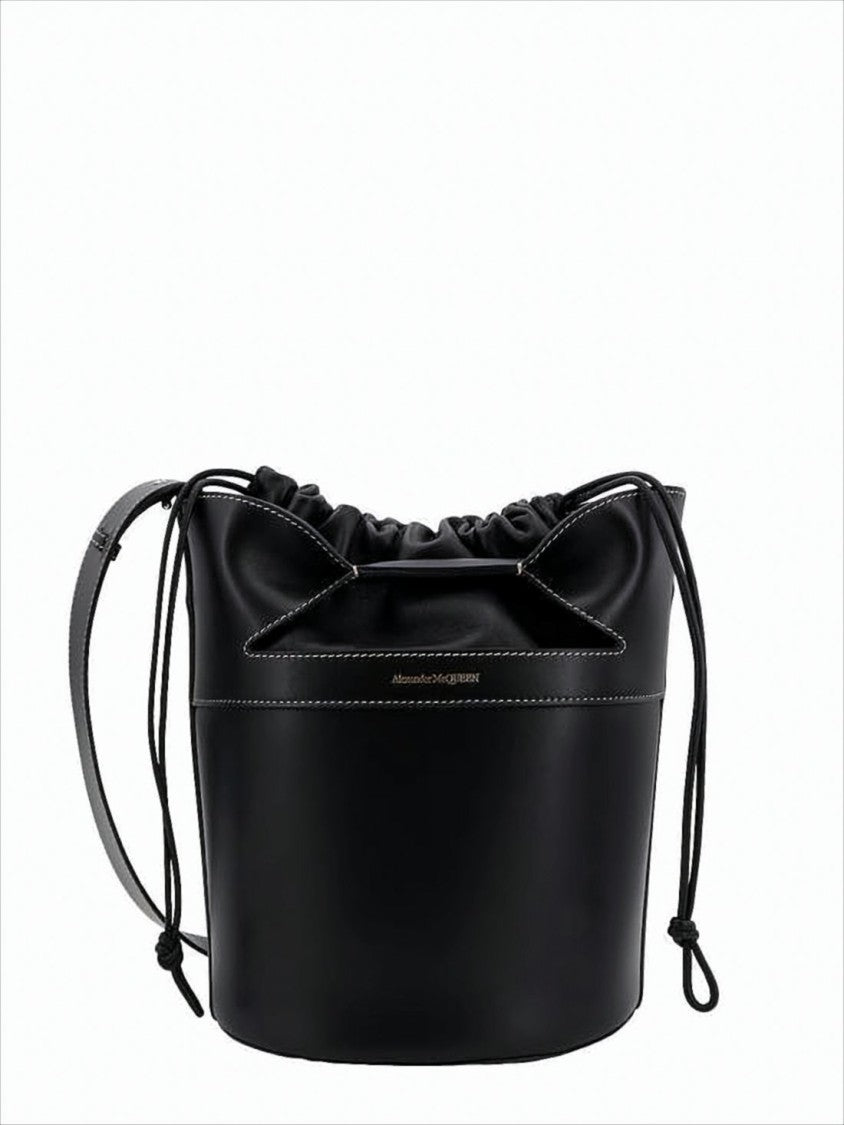Alexander Mcqueen Structured Black Nappa Leather Crossbody Bag