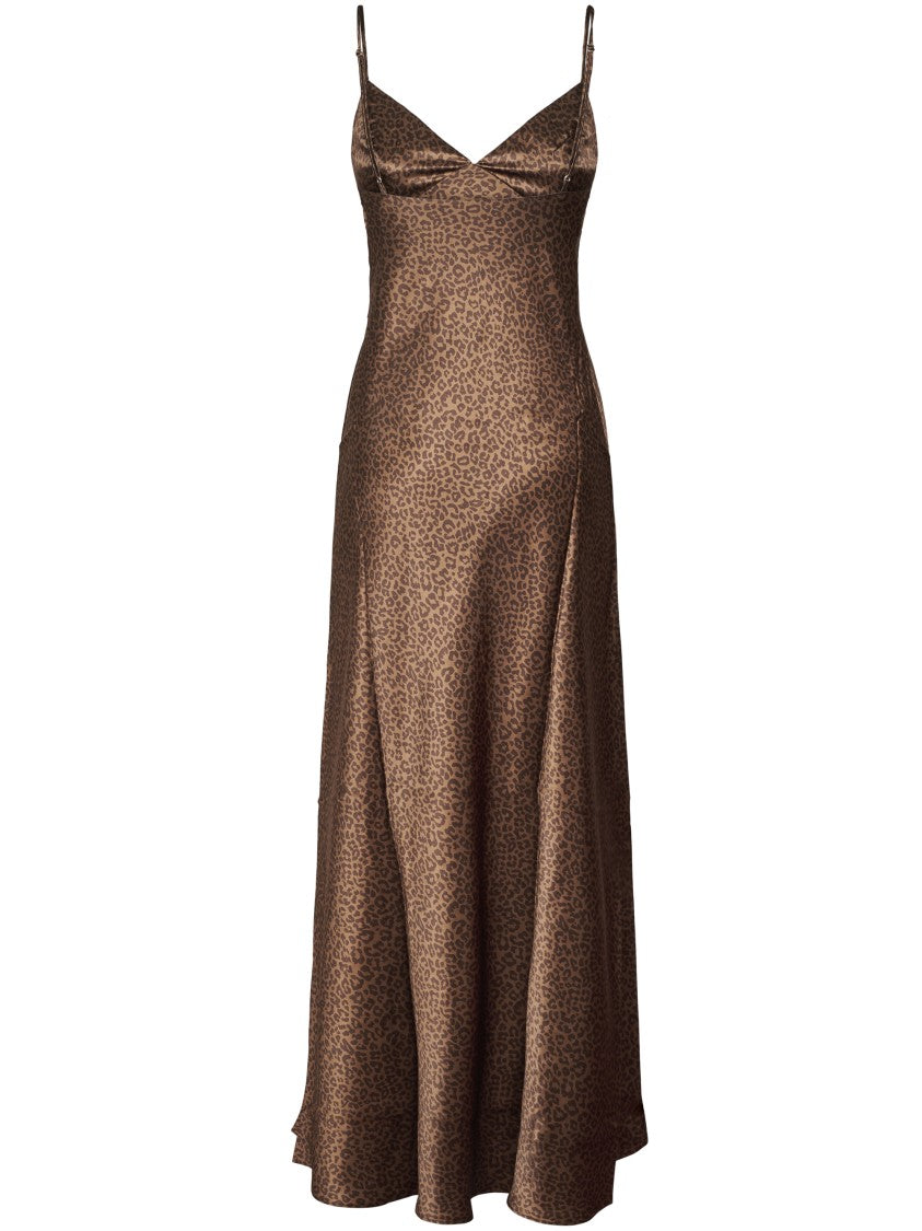 Mc2 Saint Barth Flowing Pastel Leopard Print Silk Maxi Dress