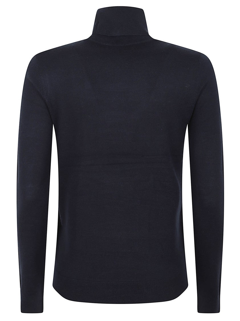Lauren Ralph Lauren Navy High Neck Sweater With Ribbed Details