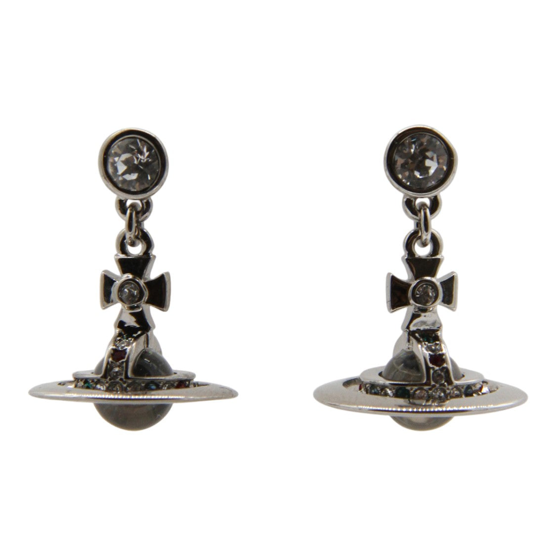 Vivienne Westwood Planetary Design Clip-On Earrings With Gemstone Cross