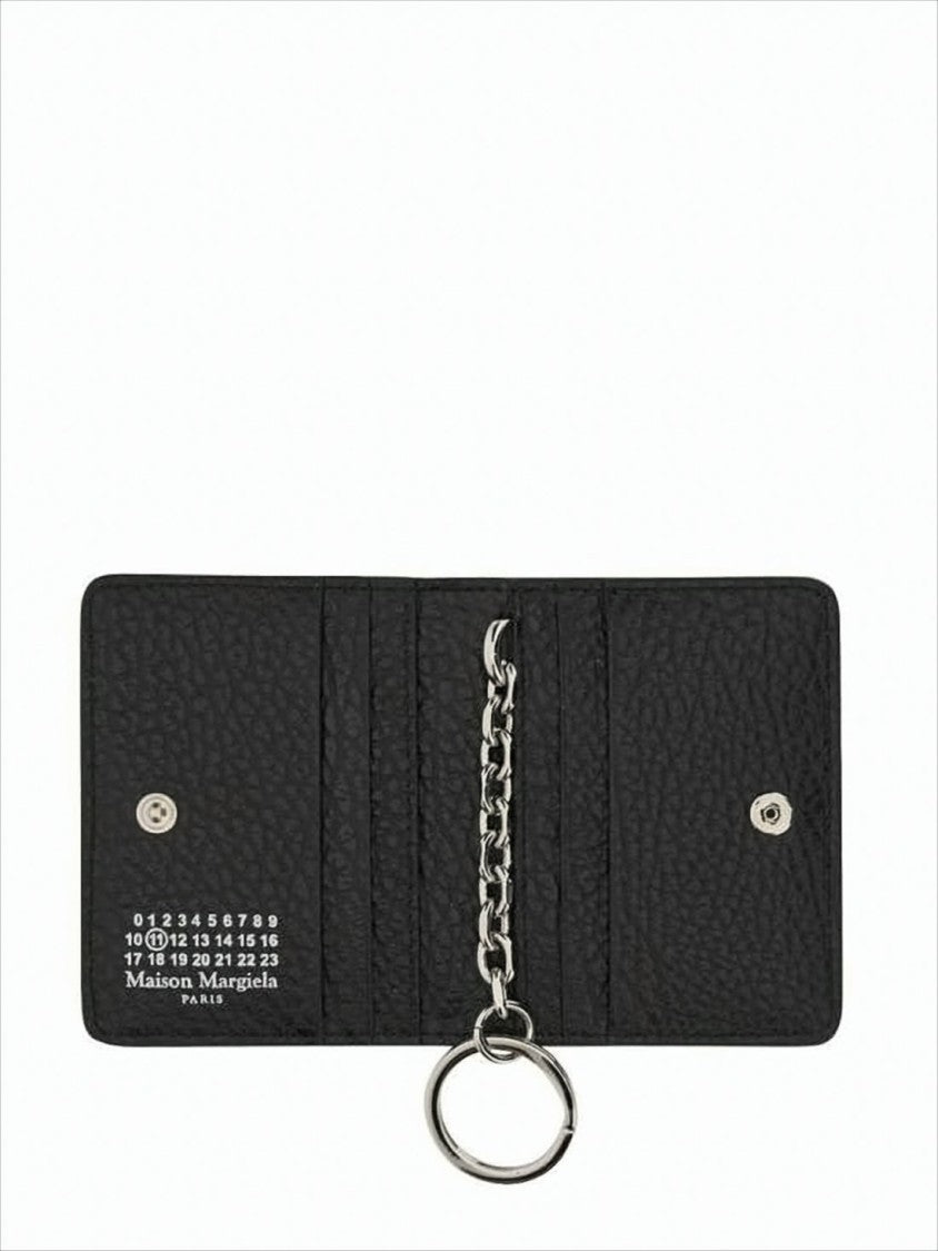 Maison Margiela Textured Calf Leather Card Wallet With Keyring