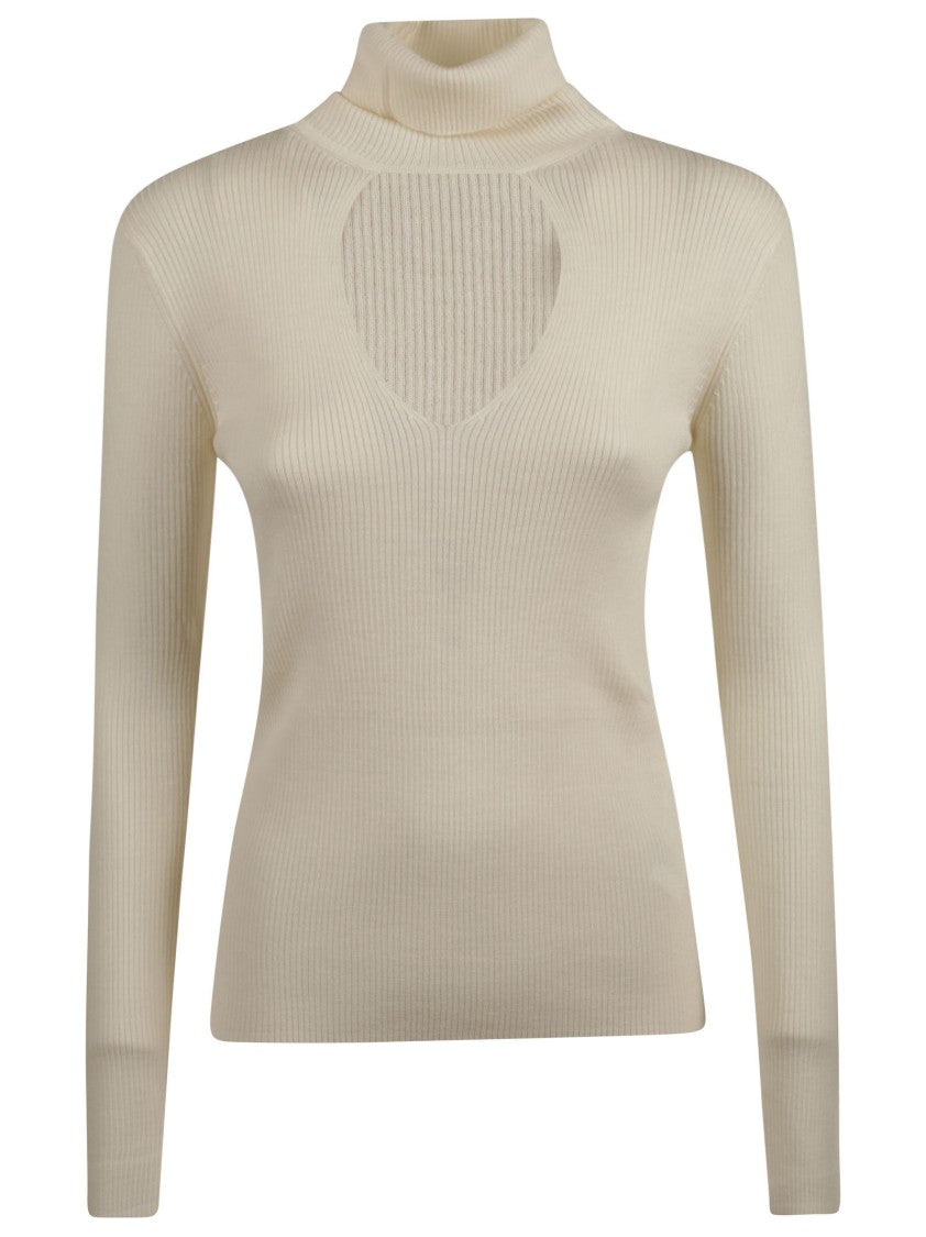 P.A.R.O.S.H. Leila Ribbed Wool Heart Turtleneck Sweater