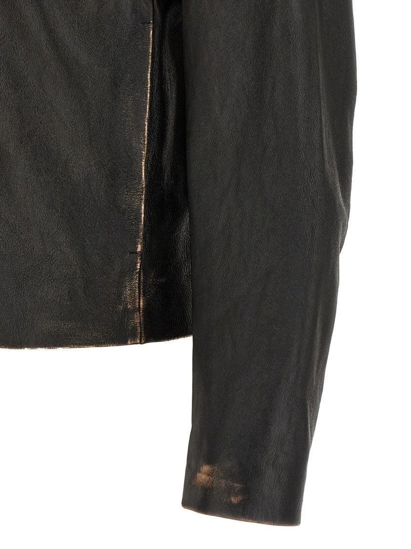 Mm6 By Maison Margiela Antiqued Leather Jacket