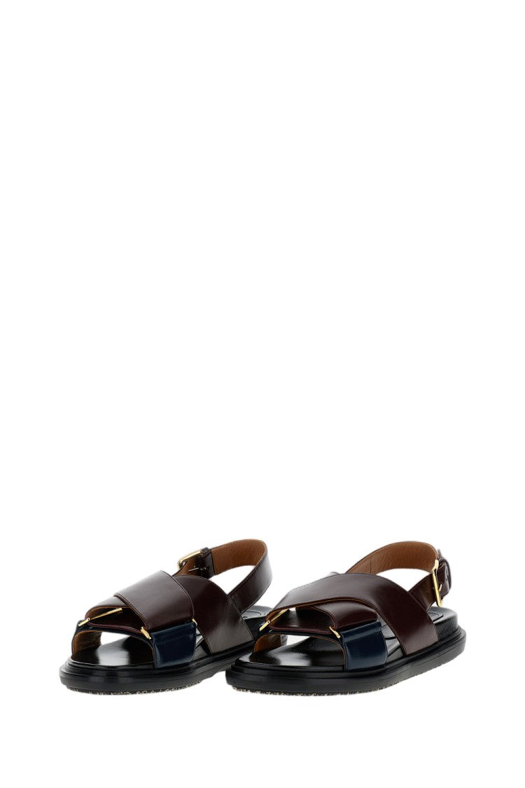 Marni Bicolor Fussbett Sandals With Adjustable Buckle And Colorblock Design