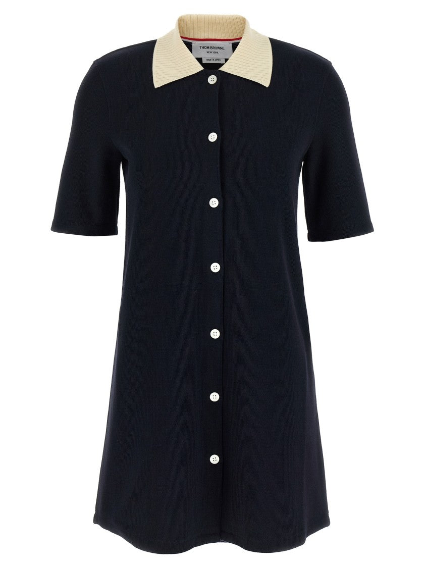 Thom Browne Short Sleeve Cotton Polo Mini Dress