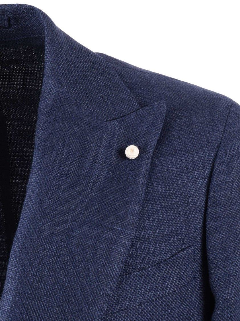 Luigi Bianchi Double Breasted Drop 7 Textured Blazer