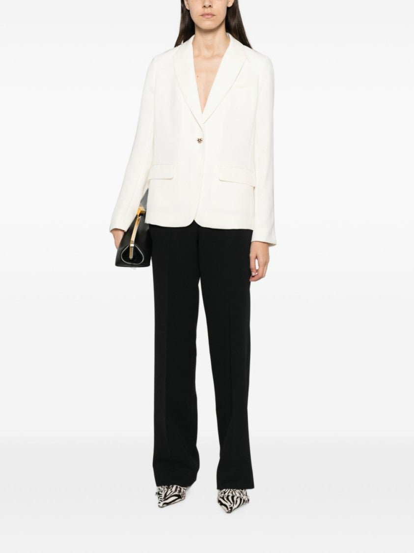 Twin-Set Tailored White Jacket With Decorative Closure