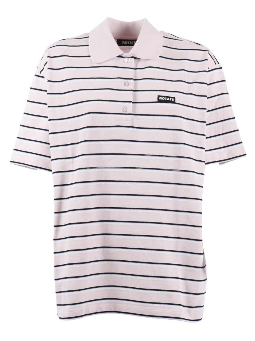 Rotate Orchid Ice Striped Jersey Polo Shirt