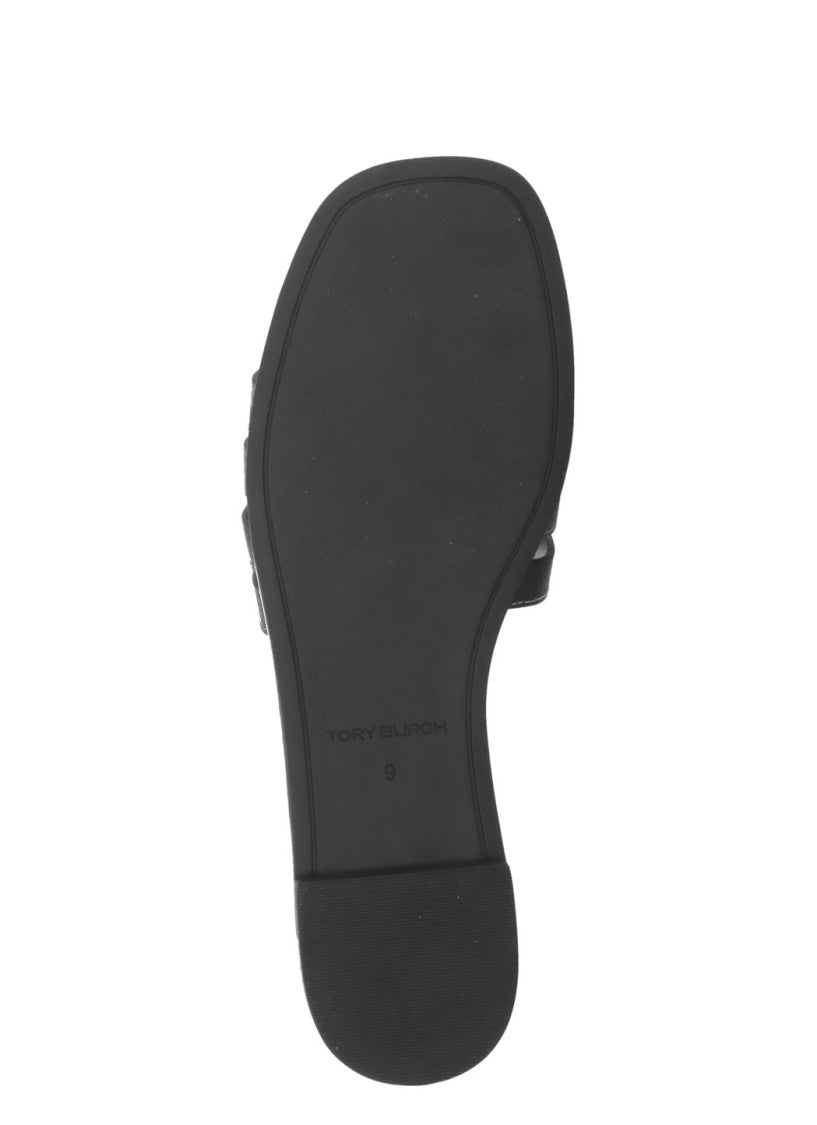 Tory Burch Black Ines Cage Perforated Slides