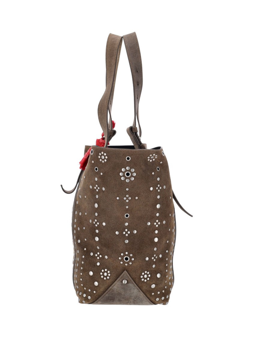 Golden Goose Taupe 24/7 Ew Regular Studded Calfskin Tote Bag