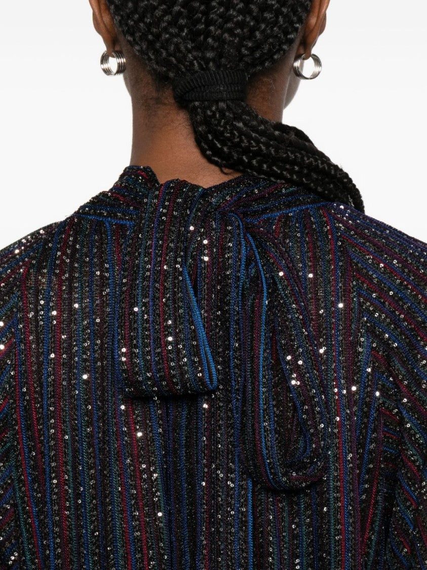 Missoni Sheer Pleated Black Mini Dress