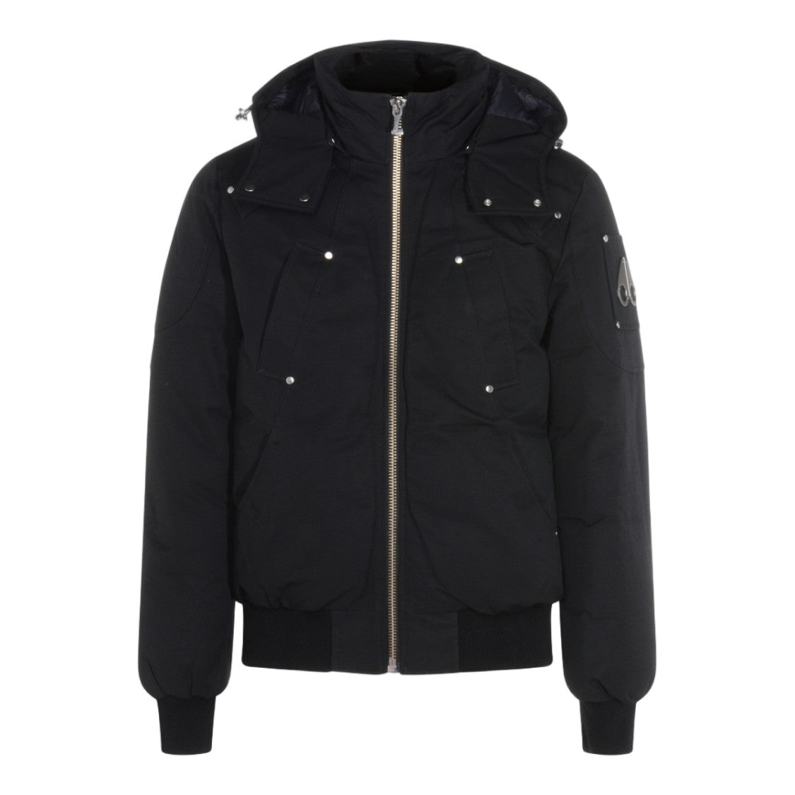 Moose Knuckles Casual Black Jacket With Zip Closure And Hood