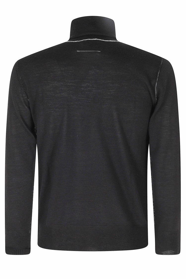 Mm6 By Maison Margiela Black High-Neck Virgin Wool-Blend Sweater