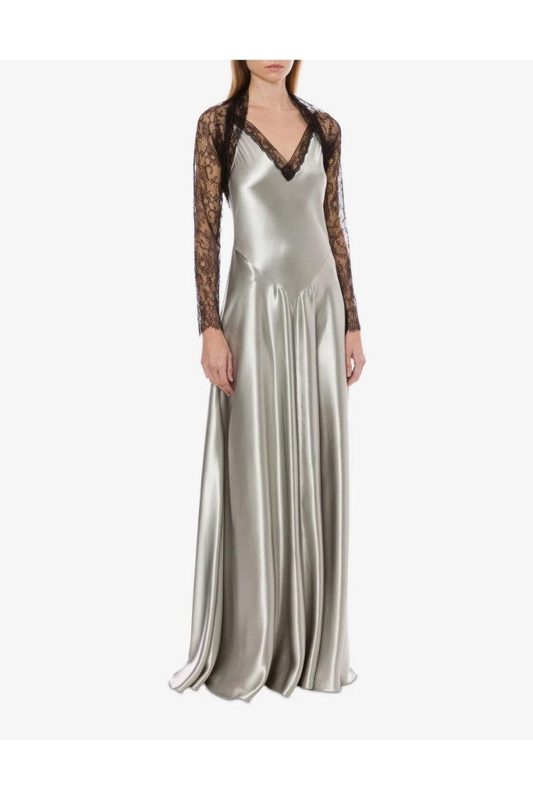 Alberta Ferretti Slate Chiffon Maxi Dress