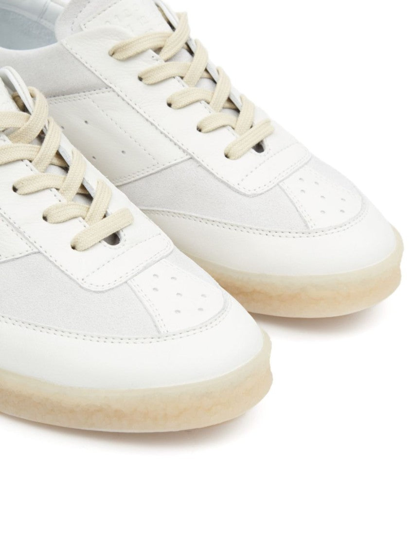 Mm6 By Maison Margiela Classic White Sneakers With Branded Detailing