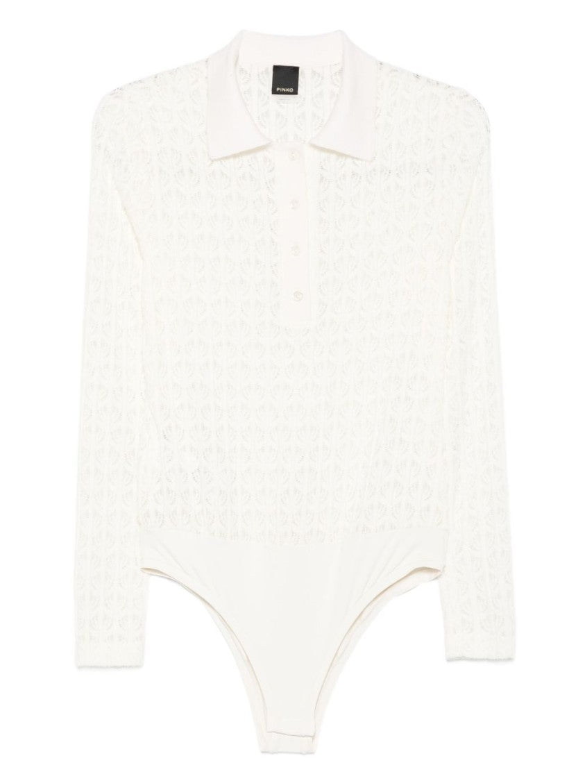Pinko Lace Bodysuit With Polo Collar