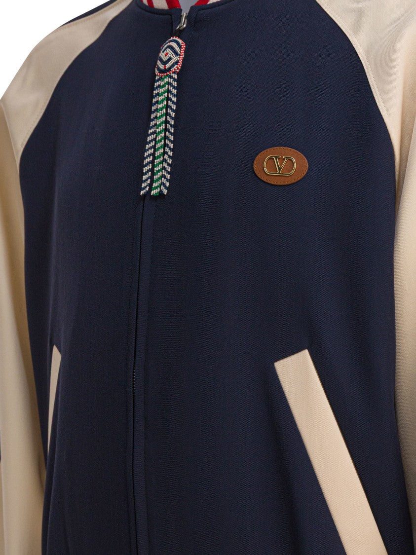 Valentino Sporty Bomber Jacket With Embroidered Details