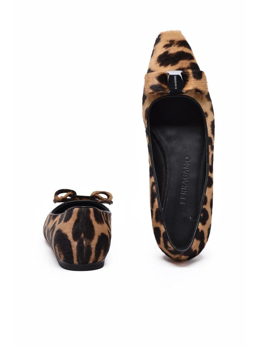 Ferragamo Siwar Pony Hair Ballerina Flats - Animalier