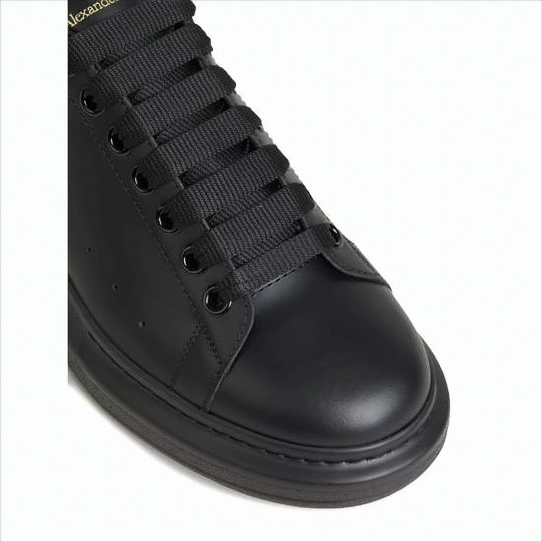 Alexander Mcqueen Monochromatic Black Calf Leather Sneakers