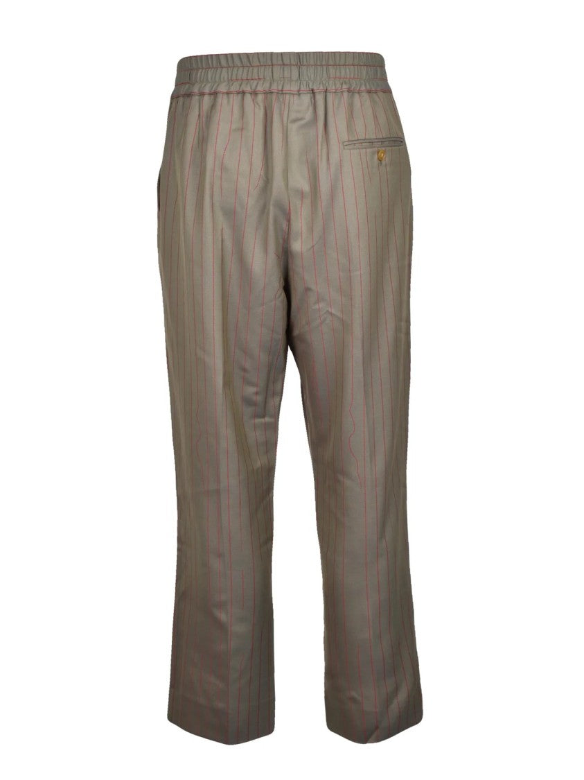 Vivienne Westwood Cropped Grey Trousers With Subtle Red Pinstripe Design