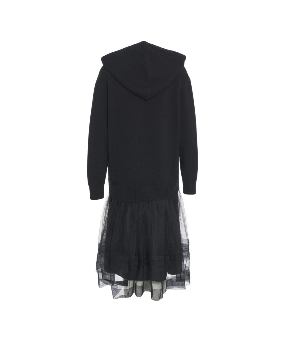 Jucca Hooded Dress With Voluminous Tulle Skirt