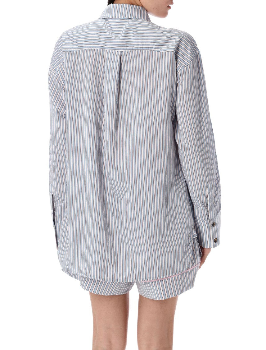 Ganni Candy Striped Button-Down Shirt With Relaxed Silhouette