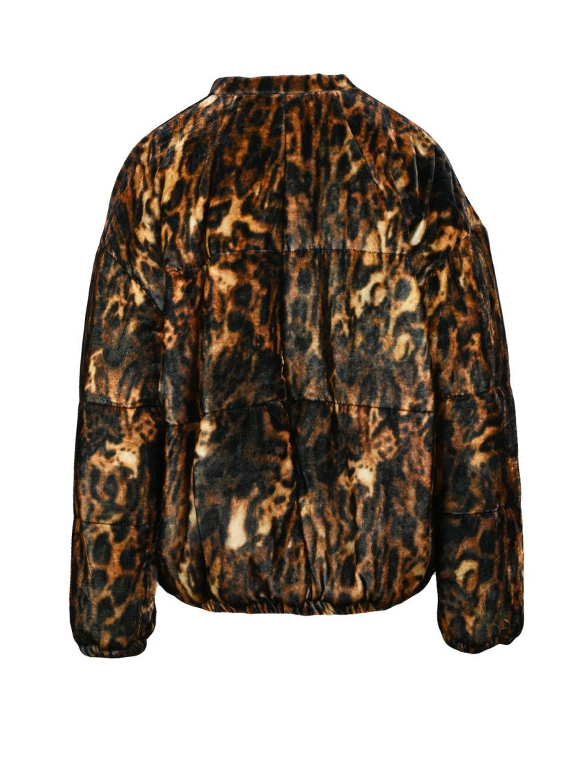 Isabel Marant Brown Viscose-Blend Animal Down Jacket