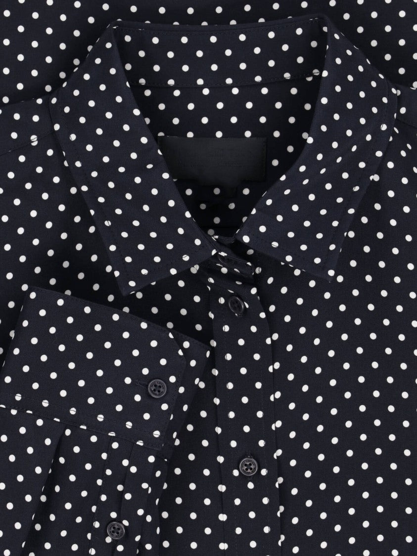 Nili Lotan Polka Dot Silk Blouse With Classic Collar And Cuff Buttons