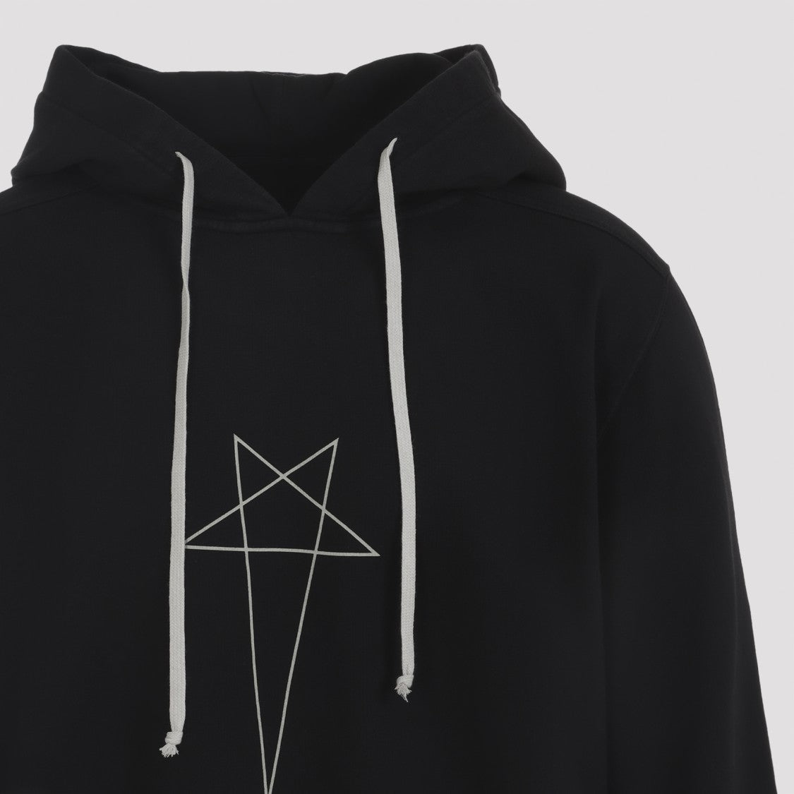 Drkshdw By Rick Owens Black Cotton Hoodie With Geometric Star Design