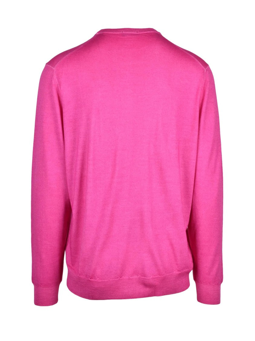 Drumohr Fuchsia Extrafine Merino Wool Crewneck Sweater