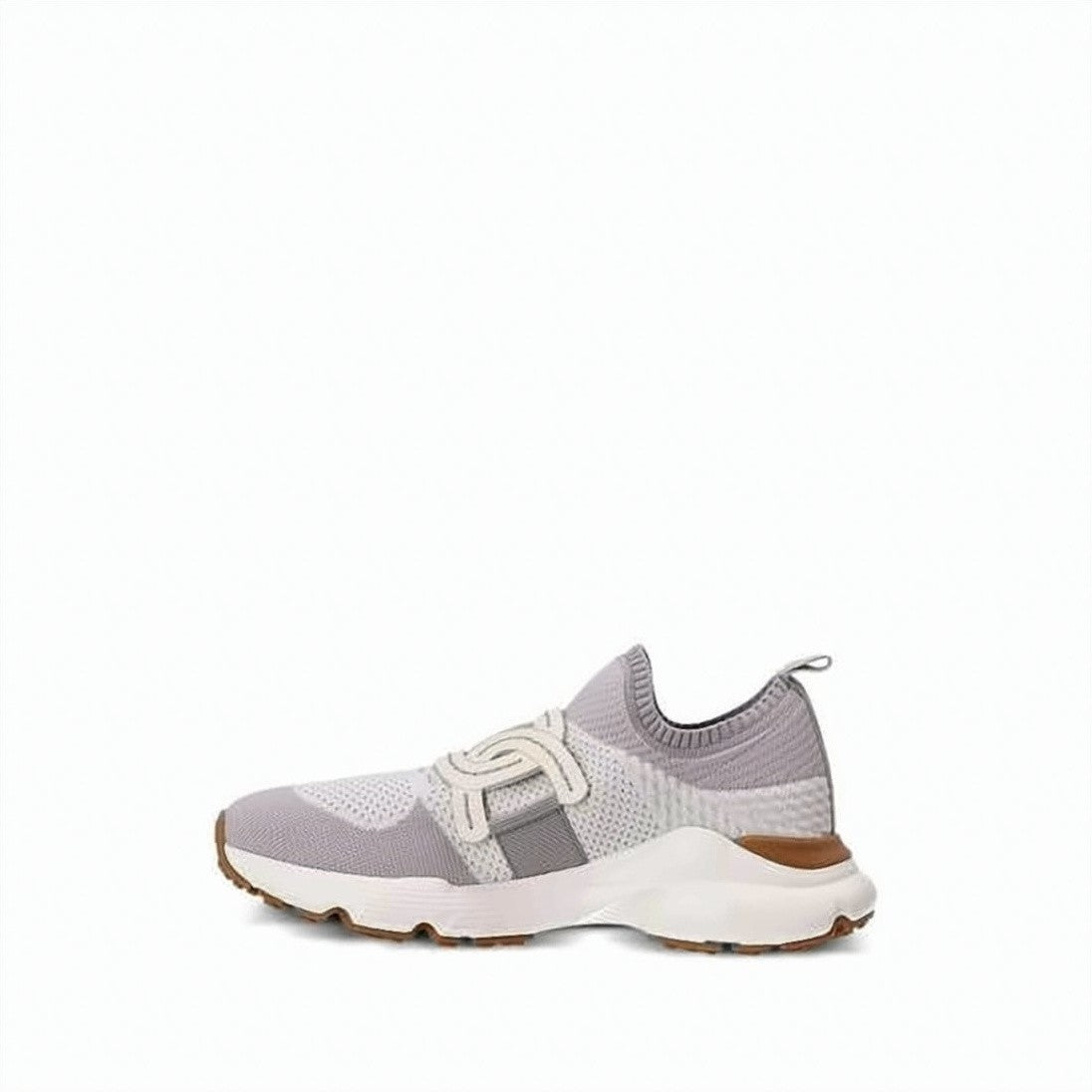 Tod's Knitted Grey Sneakers With Leather Accents