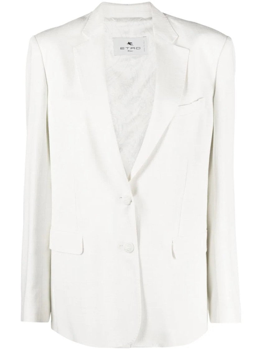 Etro Tailored White Blazer With Notched Lapels
