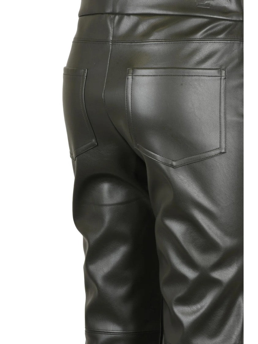 Max Mara Fluid Drape Flared Trousers With Leather-Like Finish