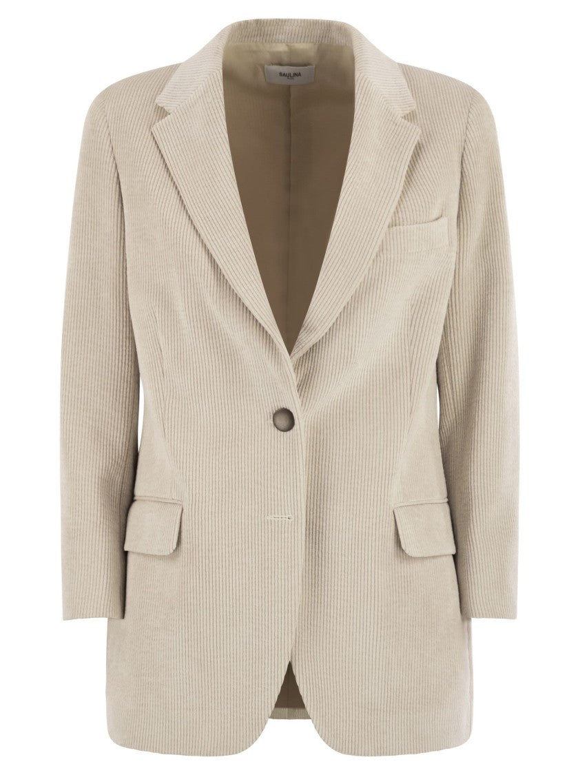 Saulina Antonia - Single-Breasted Velvet Jacket