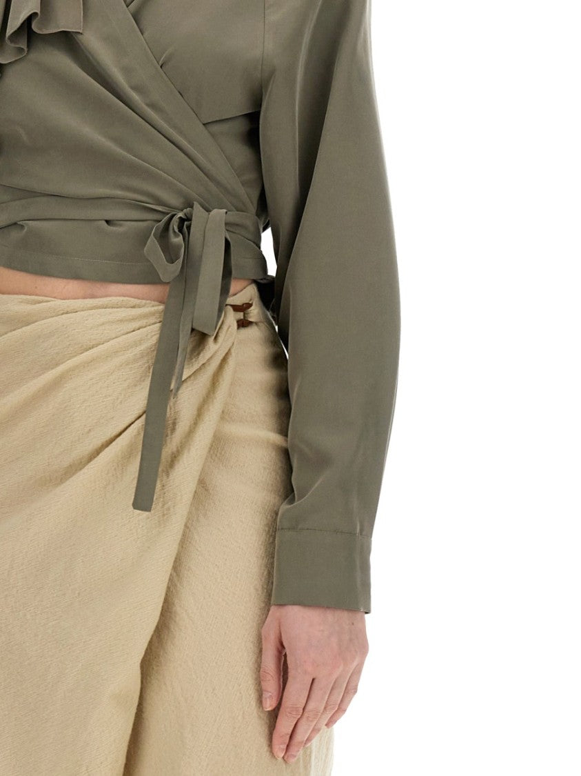 Alysi Cropped Ruffled Top With Waist Tie