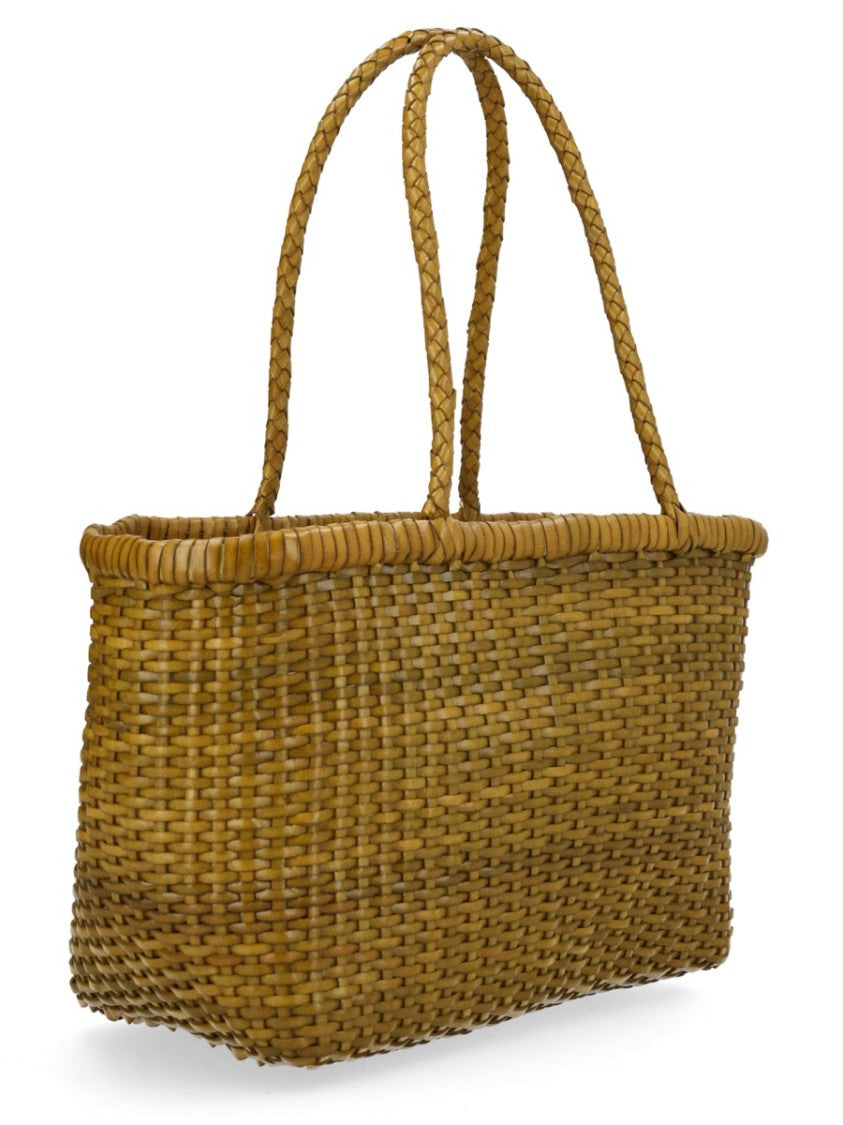 Dragon Diffusion Brown Woven Leather Textured Tote Bag