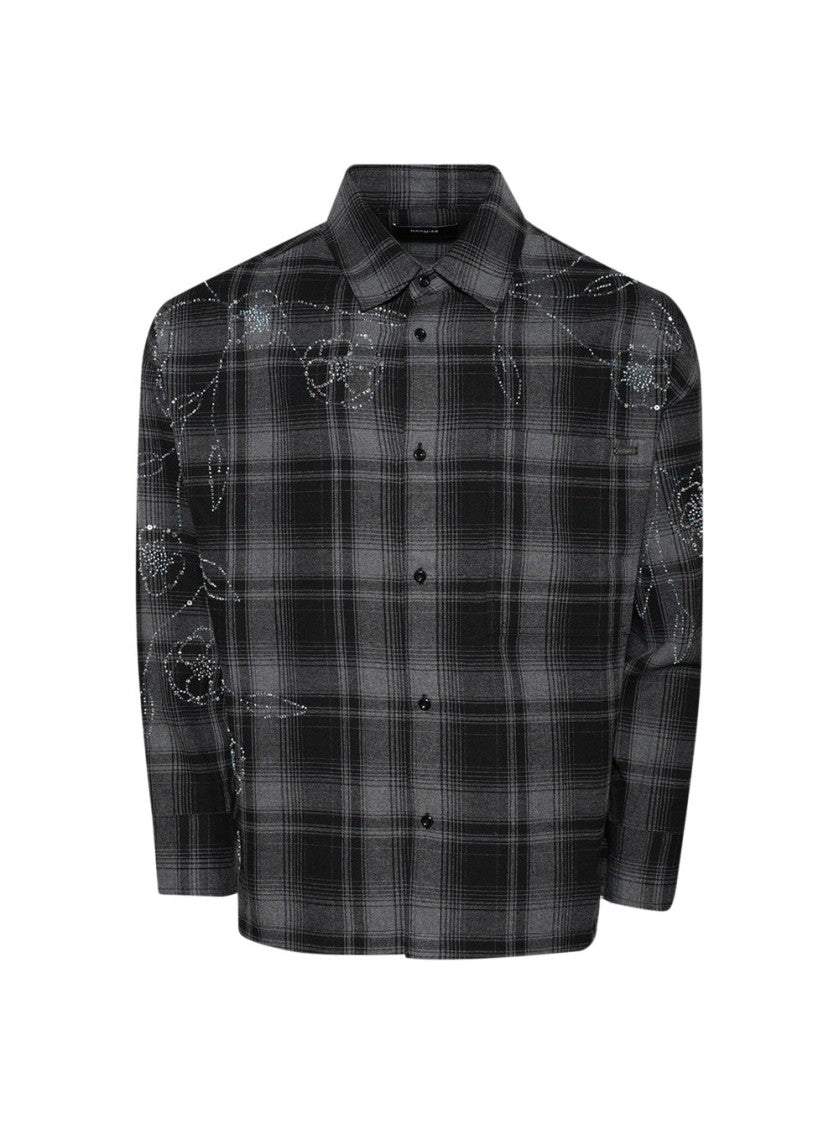 Nahmias Plaid Beaded Oversized Shirt Black