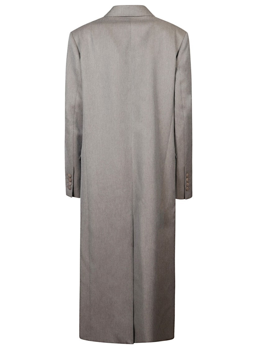 The Frankie Shop Long Double-Breasted Grey Coat