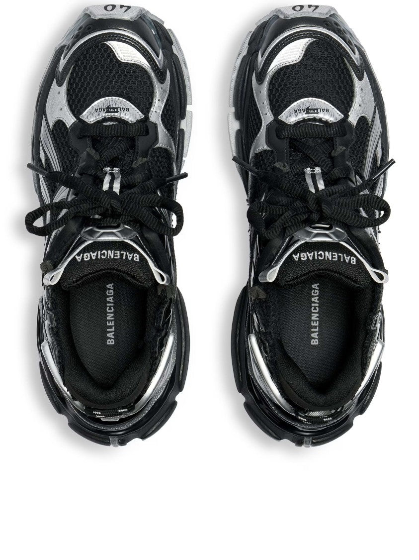 Balenciaga Black/Silver Runner Mesh Chunky Sneakers