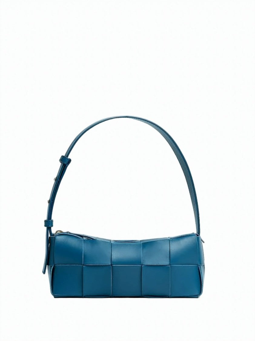 Bottega Veneta Rectangular Lambskin Leather Shoulder Bag With Woven Pattern