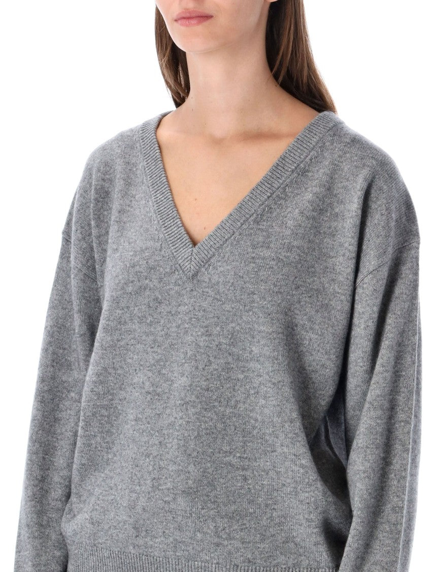 Rhea Relaxed-Fit Deep V-Neck Knit Sweater