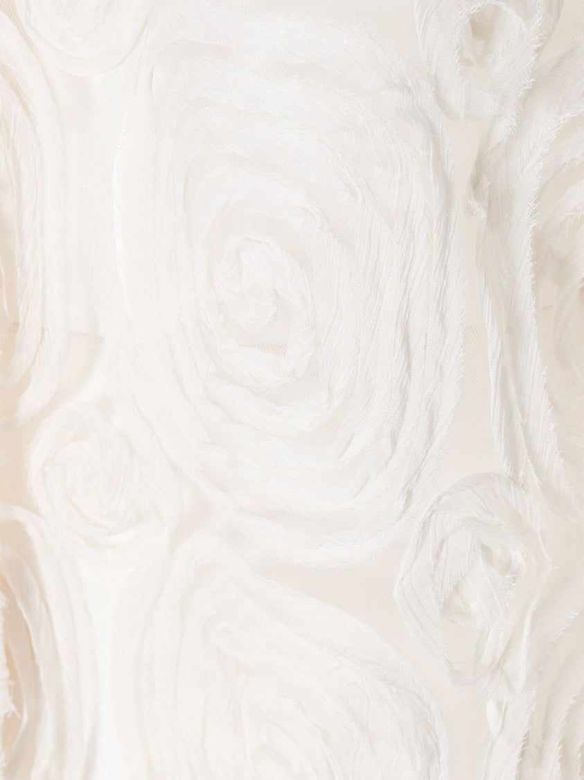 Mazzarelli Camicie Delicate Tulle Shirt With Intricate Rose Embroidery