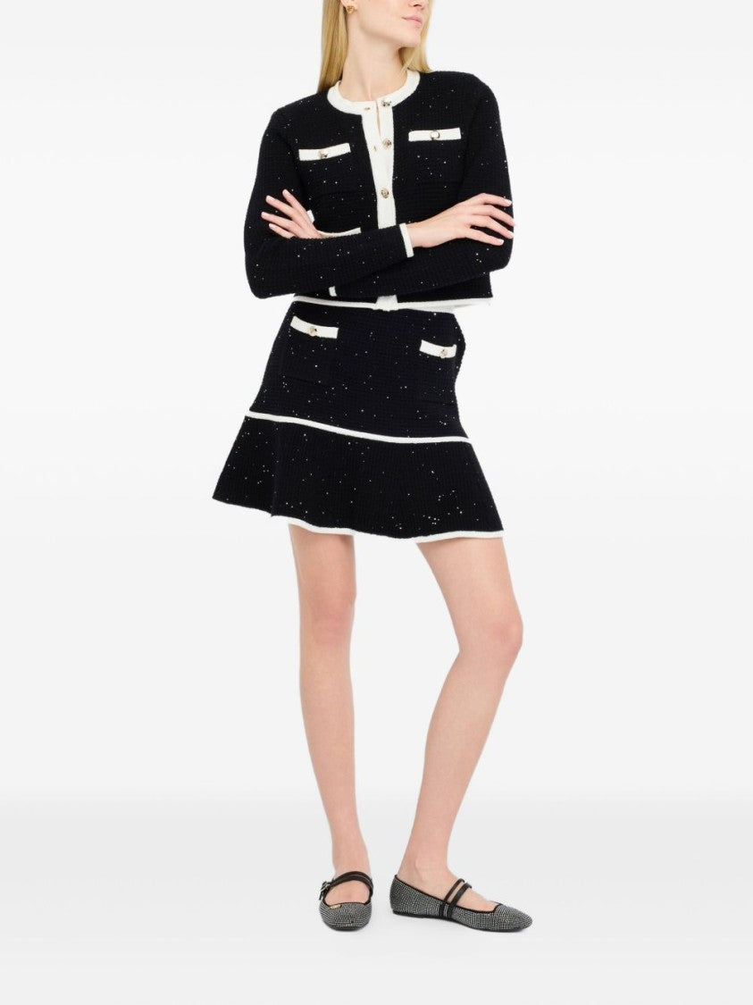 Liu Jo Cropped Black Sweater With Textured Knit