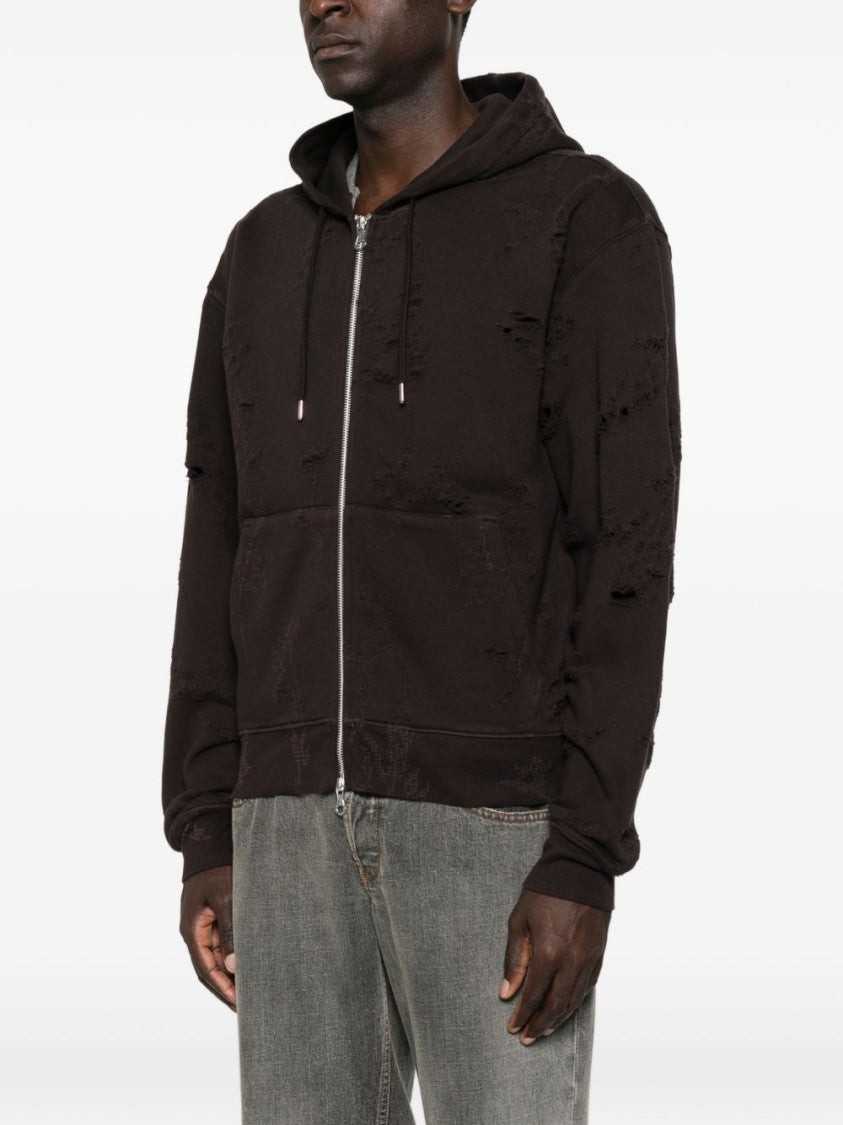 Our Legacy Black Distressed Zip-Up Hoodie