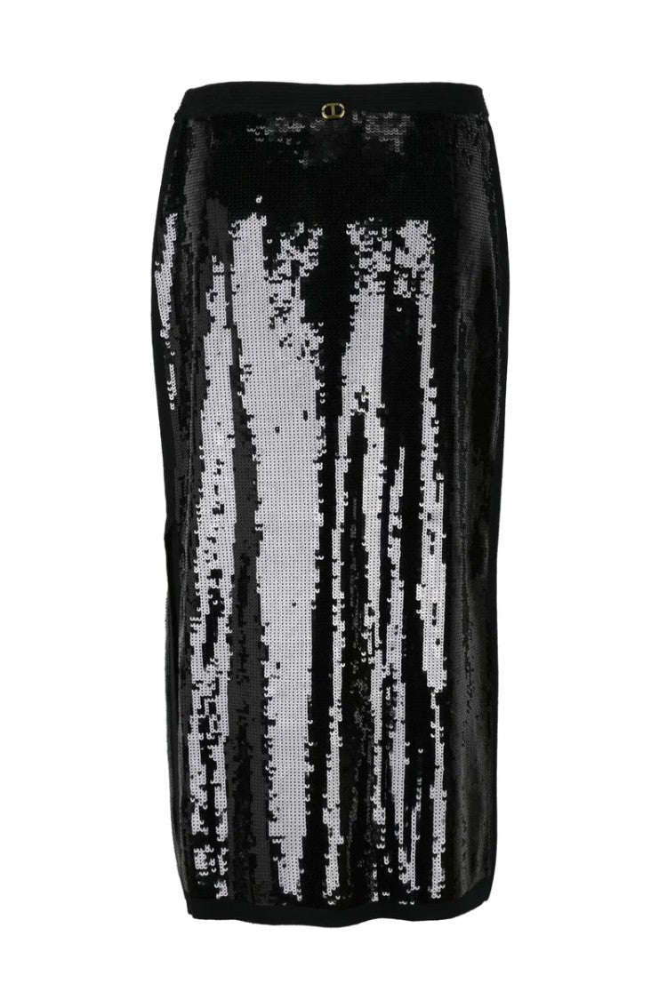 Twin-Set Long Sequin Skirt - Black