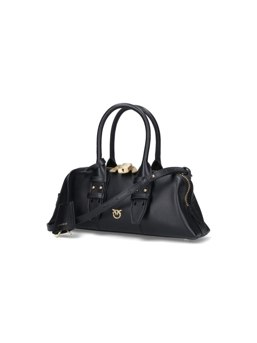 Pinko Structured Black Handbag With Minimalist Design