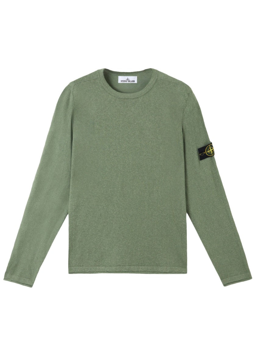 Stone Island Crew Neck Sweater With Distinctive Logo Patch