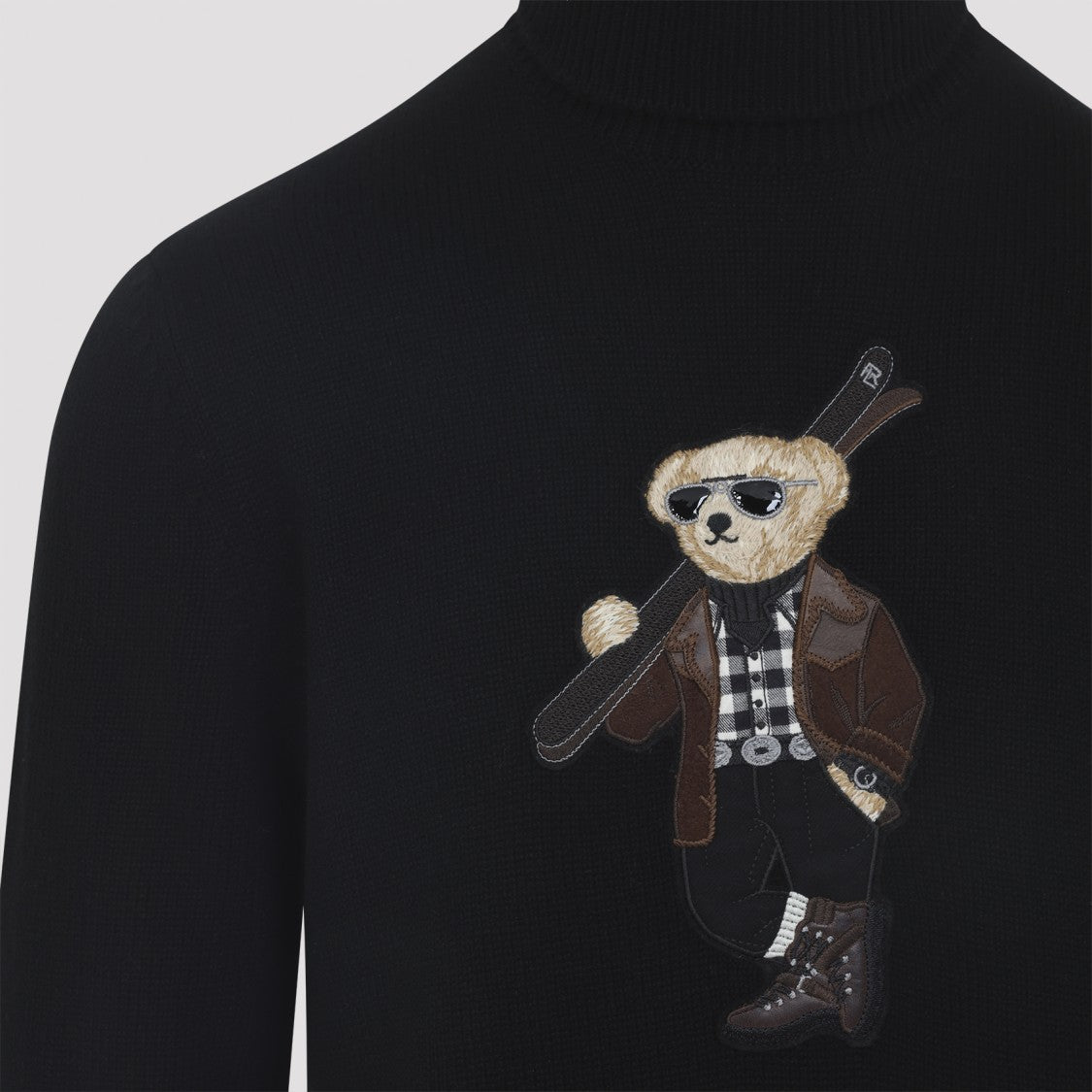 Ralph Lauren X Purple Label Bear Long Sleeve Black Cashmere Pullover